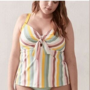 Addition Elle Multicolor Stripe Padded Tankini Top Plus Size 3X
